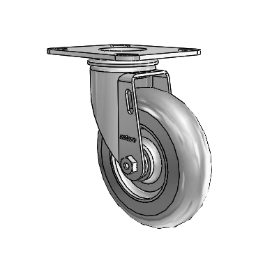 2 Series Casters Top Plate Swivel Zinc Swivel Caster with 5 x 1.3125 Grey on Grey Performa Rubber (Round) Wheel