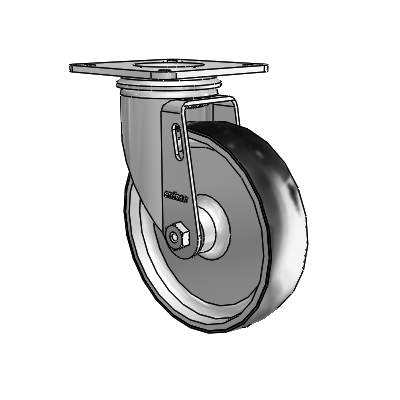2 Series Casters Top Plate Swivel Zinc Swivel Caster with 5 x 1.25 Black on Silver ThermoTech Wheel