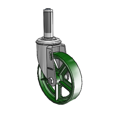 2-serie uitbreidbare adaptersteel, zinken zwenkwiel met 5 x 1,25 groene gietijzeren wielen