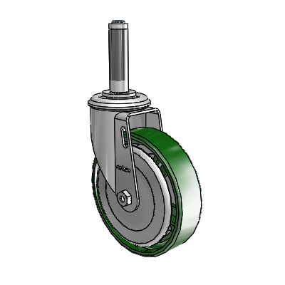 2 Series Expanding Adapter Stem Zinc Swivel Caster Caster with 5 x 1.25 Green Cast Iron Wheel