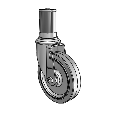 2 Series Expanding Adapter Stem Zinc Swivel Caster Caster with 5 x 1.25 Grey on Grey Performa Rubber (Flat) Wheel