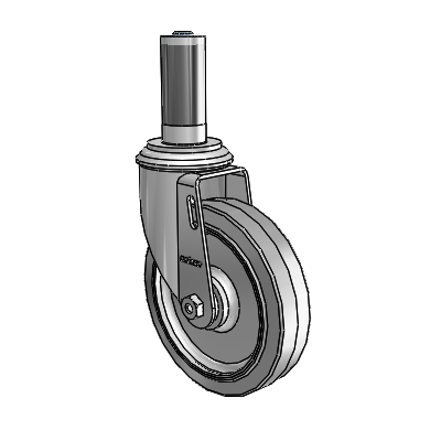 2 Series Expanding Adapter Stem Zinc Swivel Caster Caster with 5 x 1.25 Grey on Grey Performa Rubber (Flat) Wheel
