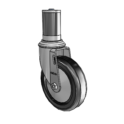 2 Series Expanding Adapter Stem Zinc Swivel Caster Caster with 5 x 1.25 Black Polyolefin Wheel
