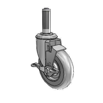 2 Series Expanding Adapter Stem Zinc Swivel Caster Caster with 5 x 1.3125 Grey on Grey Performa Rubber (Round) Wheel and Top Lock Brake