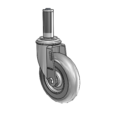 2 Series Expanding Adapter Stem Zinc Swivel Caster Caster with 5 x 1.3125 Grey on Grey Performa Rubber (Round) Wheel