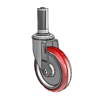 2 Series Expanding Adapter Stem Zinc Swivel Caster Caster with 5 x 1.25 Maroon on Grey Polyurethane HI-TECH Wheel