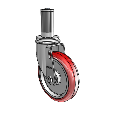 2 Series Expanding Adapter Stem Zinc Swivel Caster Caster with 5 x 1.25 Maroon on Grey Polyurethane HI-TECH Wheel