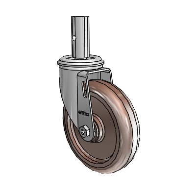 2 Series Casters Square Stem Swivel Zinc Swivel Caster with 5 x 1.25 Brown Thermo Wheel