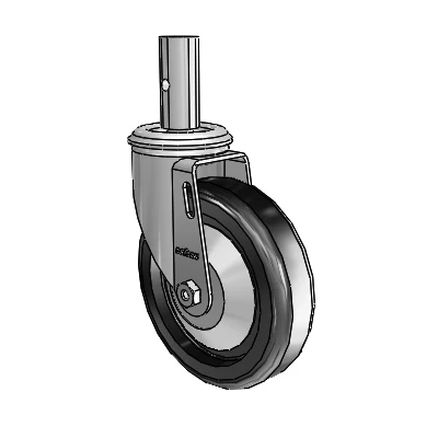 2 Series Casters Square Stem Swivel Zinc Swivel Caster with 5 x 1.25 Black Polyolefin Wheel