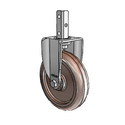 2 Series Casters Square Stem Rigid Zinc Rigid Caster with 5 x 1.25 Brown Thermo Wheel