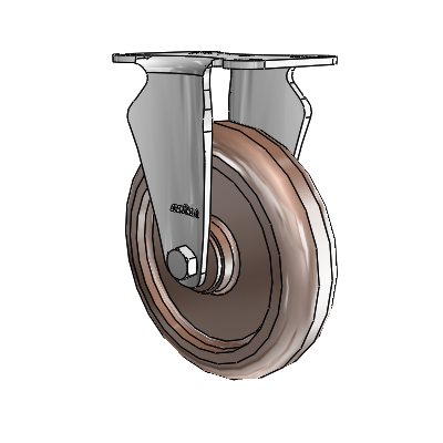 2 Series Stainless Steel Casters Top Plate Rigid with 5 x 1.25 Brown Thermo Wheel