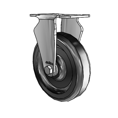 2 Series Stainless Steel Precision Casters Top Plate Rigid with 5 x 1.25 Black Polyolefin Wheel