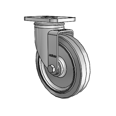 2 Series Stainless Steel Top Plate Swivel Caster with 5 x 1.25 Grey on Grey Performa Rubber (Flat) Wheel