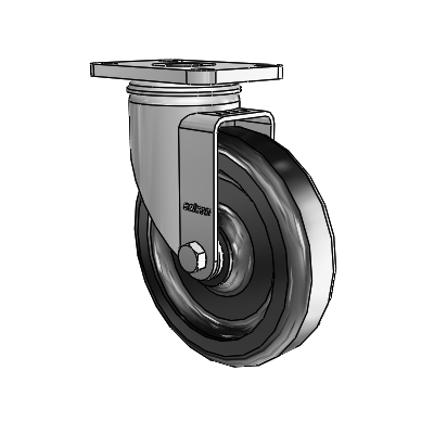 2 Series Stainless Steel Top Plate Swivel Caster with 5 x 1.25 Black Polyolefin Wheel