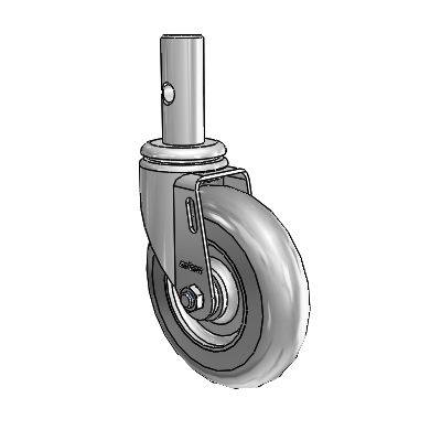Convertible Hand Truck Round Stem Zinc Swivel Caster with 5 x 1.3125 Grey on Grey TPR (Round) Wheel