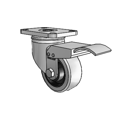 2 Series Stainless Steel Top Plate Swivel Caster with 3 x 1.25 Grey on Black Rubber HI-TECH Wheel and Total Lock Brake