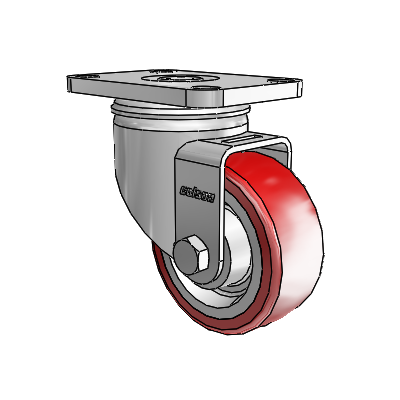 2 Series Stainless Steel Top Plate Swivel Caster with 3 x 1.25 Maroon on Grey Polyurethane HI-TECH Wheel