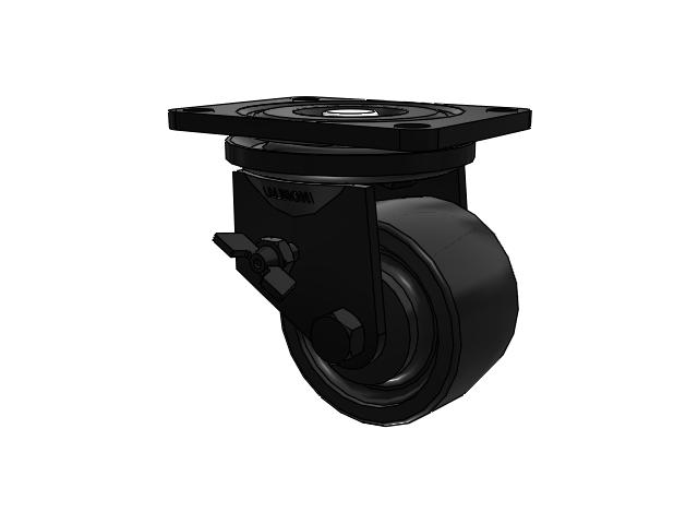 21 Series Top Plate Swivel Black Caster with 3 x 1.81 NG - Maxim Nylon Wheel and Thumbscrew Brake