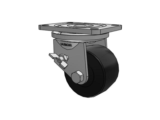 21 Series Top Plate Swivel Zinc Caster with 3 x 1.81 TM - Phenolic Wheel and Thumbscrew Brake