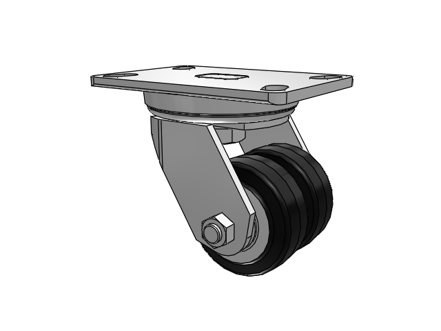 272 Series Top Plate Zinc Swivel Caster with 3.25 x 1.5 Black on Black MR - Moldon Rubber (Cast Iron Core) Wheel