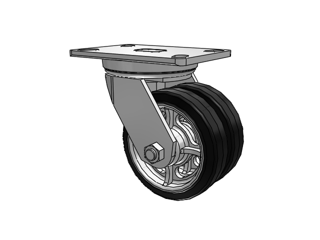 272 Series Top Plate Zinc Swivel Caster with 5 x 1.5 Black on Black MR - Moldon Rubber (Cast Iron Core) Wheel