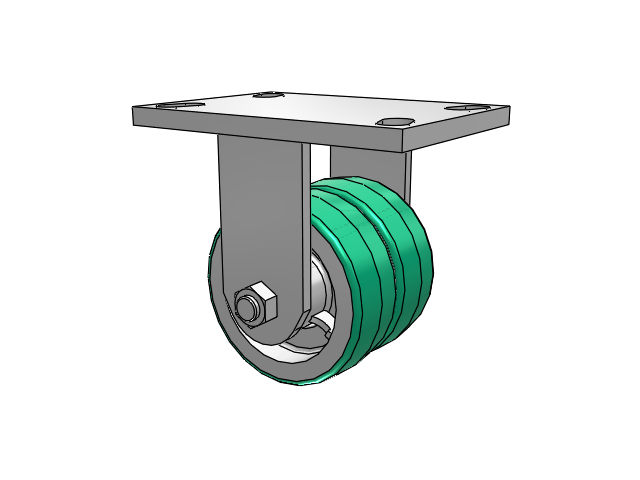 272 Series Top Plate Zinc Rigid Caster with 4 x 1.5 Green on Grey PD - Polyurethane (Aluminum Core) Wheel