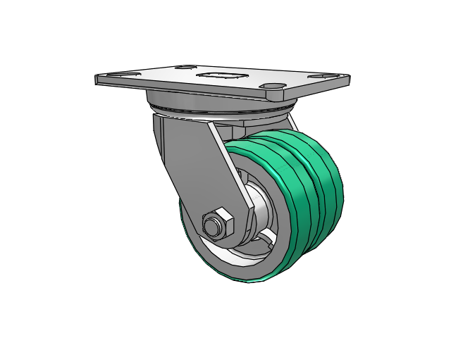 272 Series Top Plate Zinc Swivel Caster with 4 x 1.5 Green on Grey PD - Polyurethane (Aluminum Core) Wheel
