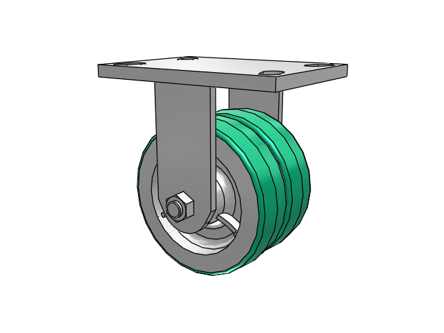 272 Series Top Plate Zinc Rigid Caster with 5 x 1.5 Green on Grey PD - Polyurethane (Aluminum Core) Wheel