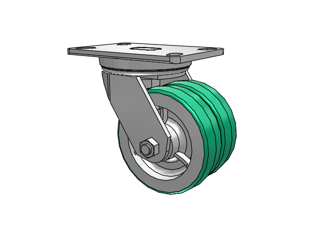 272 Series Top Plate Zinc Swivel Caster with 5 x 1.5 Green on Grey PD - Polyurethane (Aluminum Core) Wheel