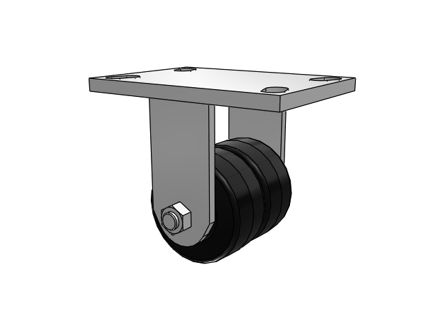 272 Series Top Plate Zinc Rigid Caster with 3.25 x 1.5 Black TM - Phenolic Wheel