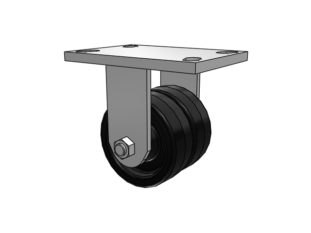 272 Series Top Plate Zinc Rigid Caster with 4 x 1.5 Black TM - Phenolic Wheel