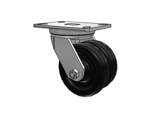 272 Series Top Plate Zinc Swivel Caster with 5 x 1.5 Black TM - Phenolic Wheel