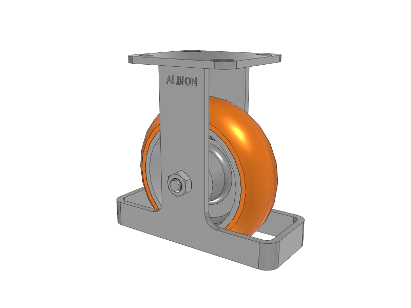 28 Series Maintenance Free Top Plate Rigid Caster with 6 x 2 Orange tread on aluminum core AN - Round Polyurethane (Aluminum Core) Wheel