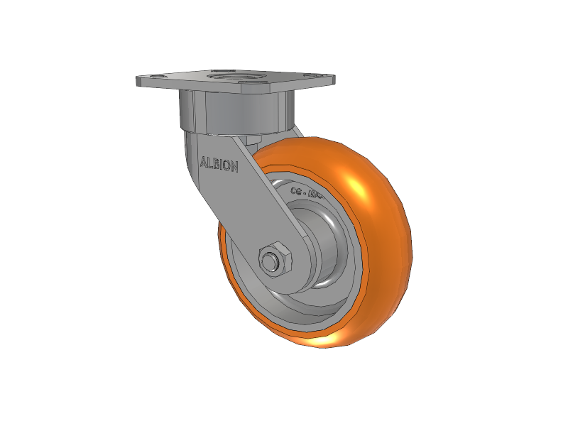 28 Series Maintenance Free Top Plate Swivel Caster with 6 x 2 Orange tread on aluminum core AN - Round Polyurethane (Aluminum Core) Wheel