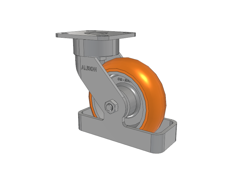 28 Series Maintenance Free Top Plate Swivel Caster with 6 x 2 Orange tread on aluminum core AN - Round Polyurethane (Aluminum Core) Wheel