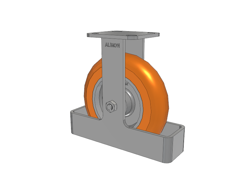 28 Series Maintenance Free Top Plate Rigid Caster with 8 x 2 Orange tread on aluminum core AN - Round Polyurethane (Aluminum Core) Wheel