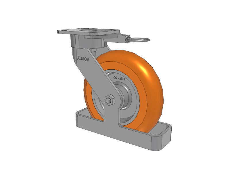 28 Series Maintenance Free Top Plate Swivel Caster with 8 x 2 Orange tread on aluminum core AN - Round Polyurethane (Aluminum Core) Wheel