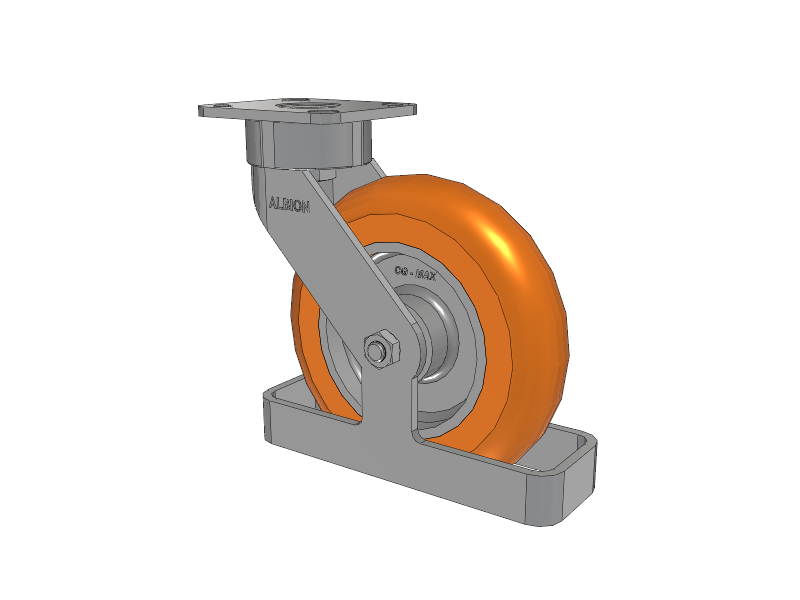 28 Series Maintenance Free Top Plate Swivel Caster with 8 x 2 Orange tread on aluminum core AN - Round Polyurethane (Aluminum Core) Wheel