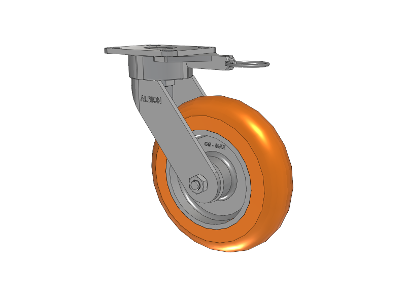 28 Series Maintenance Free Top Plate Swivel Caster with 8 x 2 Orange tread on aluminum core AN - Round Polyurethane (Aluminum Core) Wheel