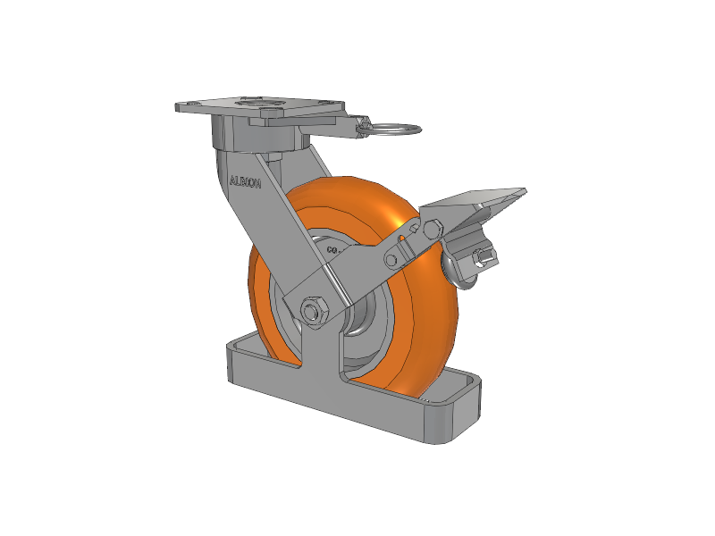 28 Series Maintenance Free Top Plate Swivel Caster with 8 x 2 Orange tread on aluminum core AN - Round Polyurethane (Aluminum Core) Wheel and Face Brake
