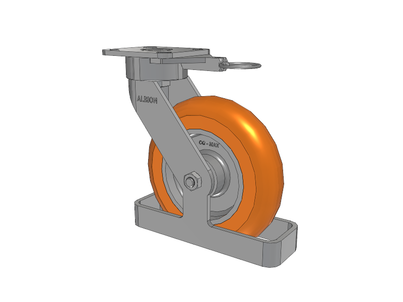 28 Series Maintenance Free Top Plate Swivel Caster with 8 x 2 Orange tread on aluminum core AN - Round Polyurethane (Aluminum Core) Wheel