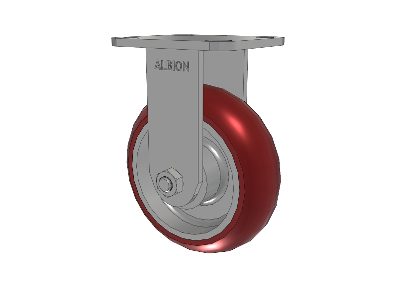 28 Series Maintenance Free Top Plate Rigid Caster with 6 x 2 Maroon Tread on Aluminum Core AX - Round Polyurethane (Aluminum Core) Wheel