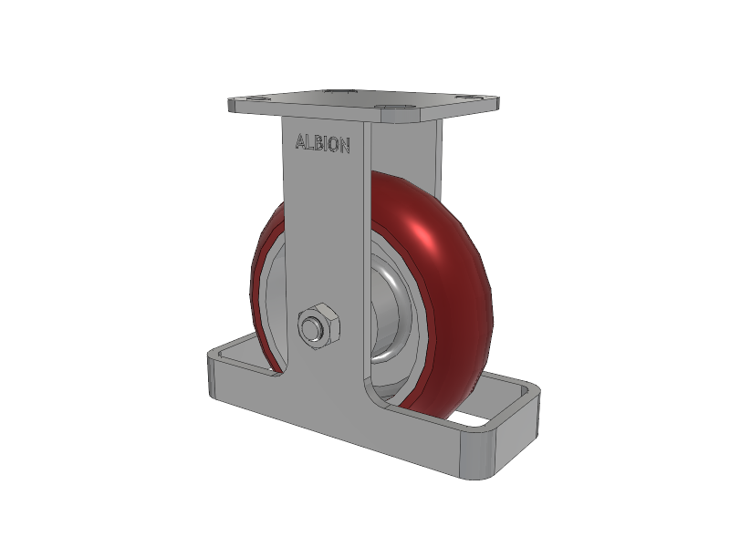 28 Series Maintenance Free Top Plate Rigid Caster with 6 x 2 Maroon Tread on Aluminum Core AX - Round Polyurethane (Aluminum Core) Wheel