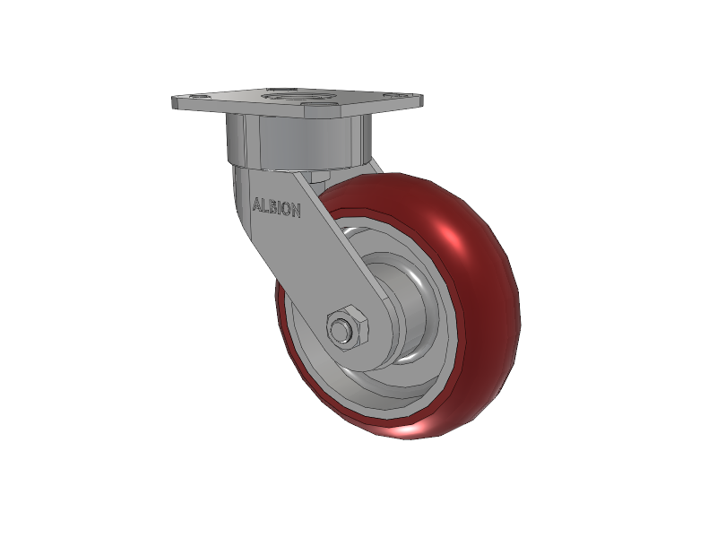 28 Series Maintenance Free Top Plate Swivel Caster with 6 x 2 Maroon Tread on Aluminum Core AX - Round Polyurethane (Aluminum Core) Wheel
