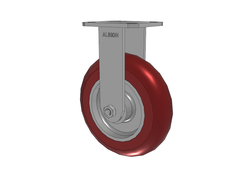 28 Series Maintenance Free Top Plate Rigid Caster with 8 x 2 Maroon Tread on Aluminum Core AX - Round Polyurethane (Aluminum Core) Wheel