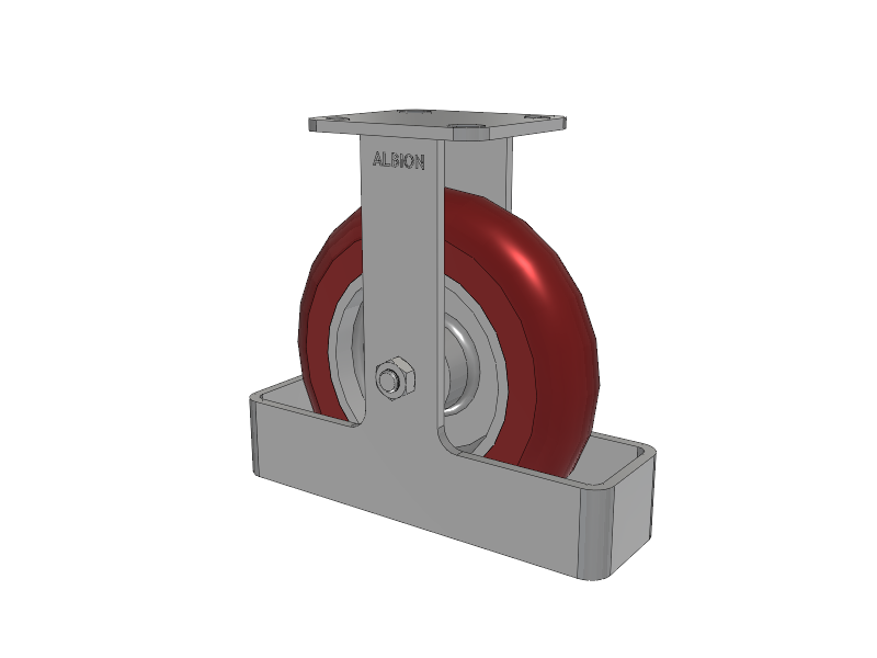 28 Series Maintenance Free Top Plate Rigid Caster with 8 x 2 Maroon Tread on Aluminum Core AX - Round Polyurethane (Aluminum Core) Wheel