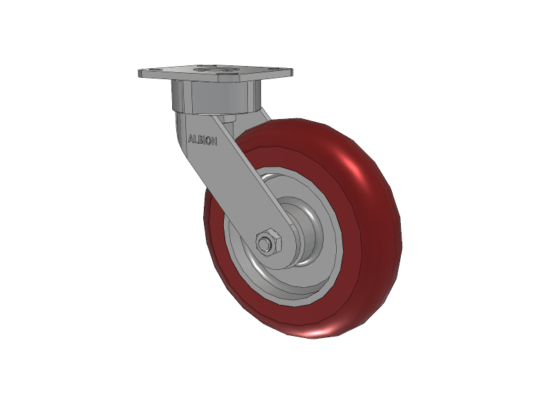 28 Series Maintenance Free Top Plate Swivel Caster with 8 x 2 Maroon Tread on Aluminum Core AX - Round Polyurethane (Aluminum Core) Wheel