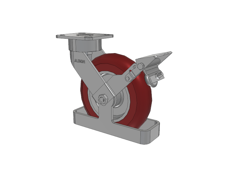 28 Series Maintenance Free Top Plate Swivel Caster with 8 x 2 Maroon Tread on Aluminum Core AX - Round Polyurethane (Aluminum Core) Wheel and Face Brake