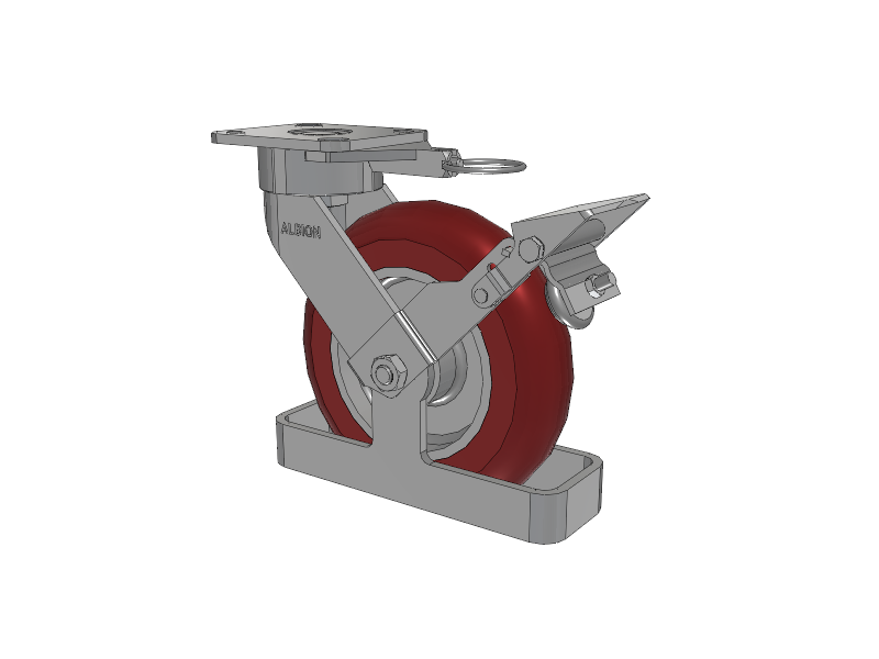 28 Series Maintenance Free Top Plate Swivel Caster with 8 x 2 Maroon Tread on Aluminum Core AX - Round Polyurethane (Aluminum Core) Wheel and Face Brake
