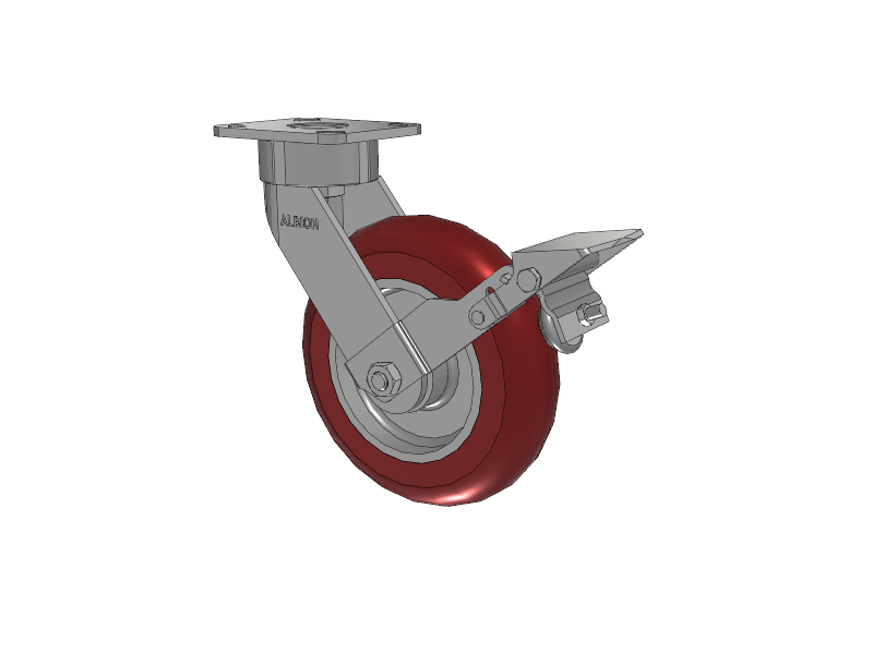 28 Series Maintenance Free Top Plate Swivel Caster with 8 x 2 Maroon Tread on Aluminum Core AX - Round Polyurethane (Aluminum Core) Wheel and Face Brake